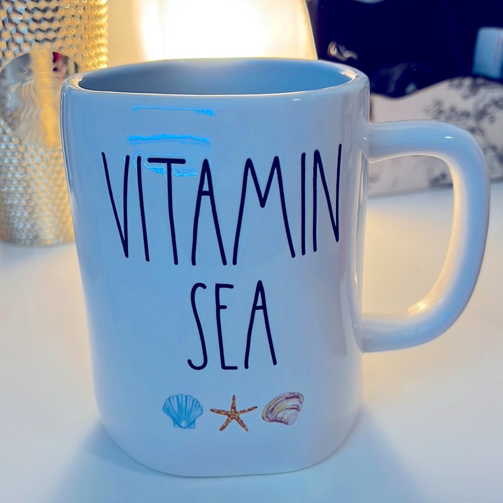 Rae Dunn Vitamin Sea Mug NWT blue interior